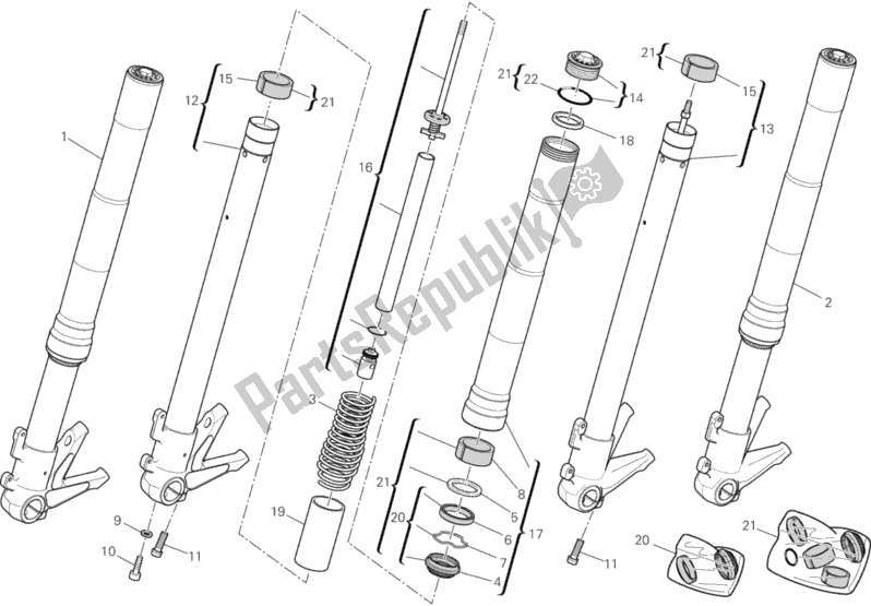Toutes les pièces pour le Fourche Avant du Ducati Monster 696 ABS Anniversary 2013